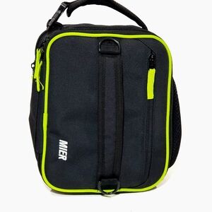 Mier Insulated & Expandable Black & Green Lunch Box Unisex Carrying Strap NWOT